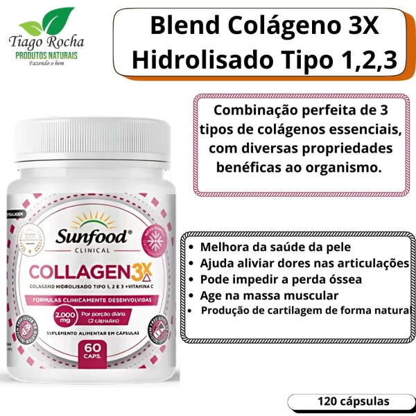 Colágeno Collagen 3X tipo 1 2 3 e Vitamina C