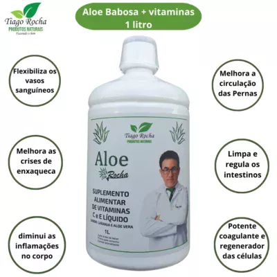 Poderoso Suco Gel da Babosa Aloe Vera Tiago Rocha 1 Litro laranja