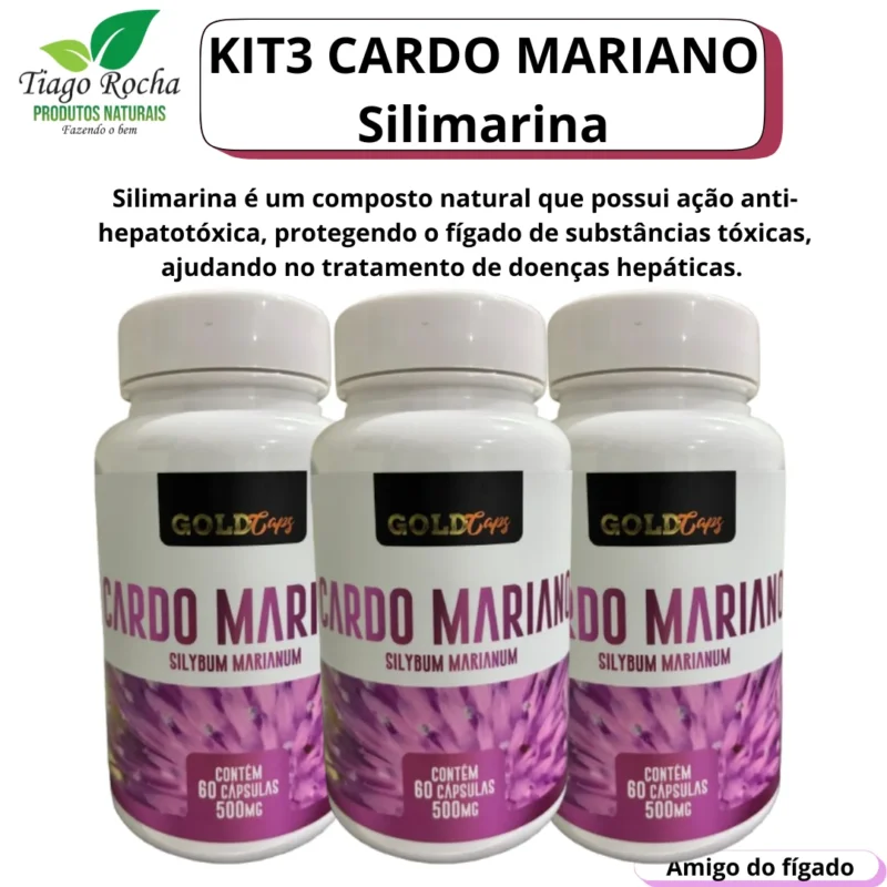 Kit3 potes Cardo Santo Mariano Fígado 180 Cápsulas