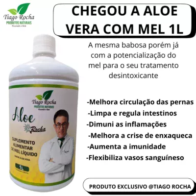 1 Frasco do poderoso Suco Gel da Babosa Aloe Vera com MEL Tiago Rocha 1L