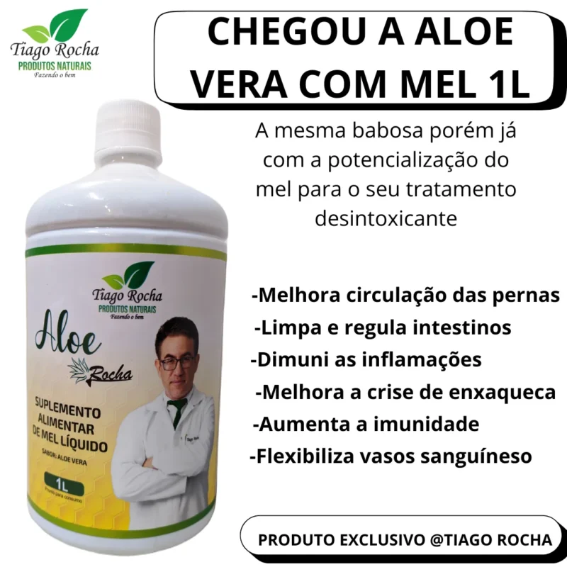 1 Frasco do poderoso Suco Gel da Babosa Aloe Vera com MEL Tiago Rocha 1L