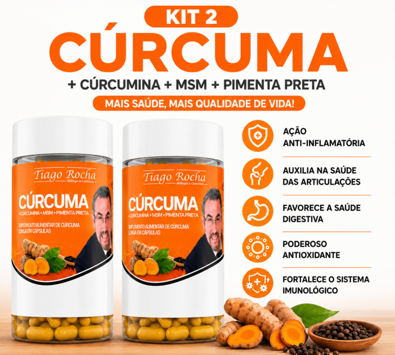 02 FRASCOS de Anti-Inflamatória Verdadeira Cúrcuma longa MSM