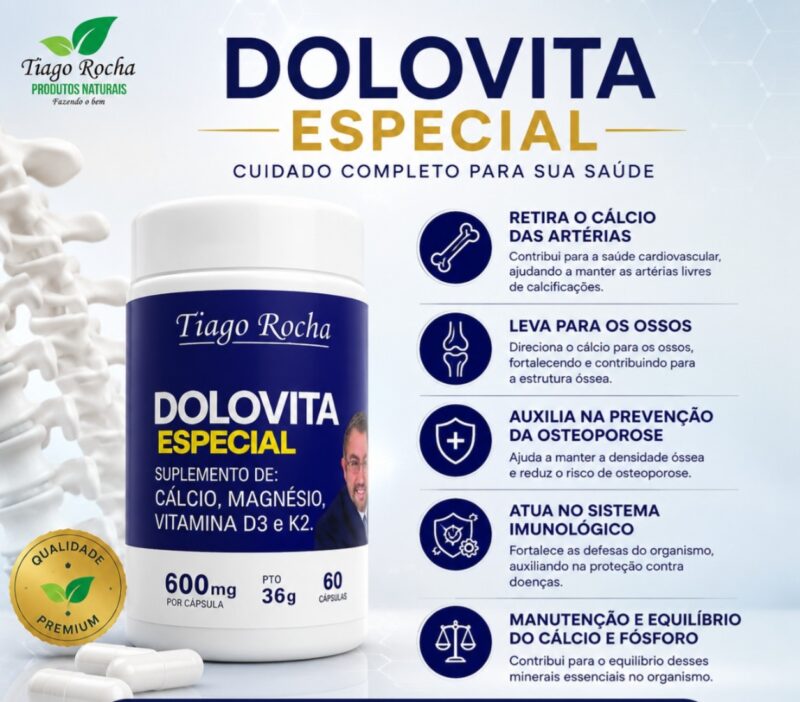 1 Frasco da Poderosa Dolovita D Especial Tiago Rocha coração sem calcificação