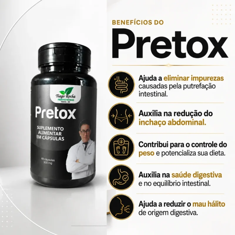 Carvão Vegetal Pretóx Tiago Rocha 60 Caps